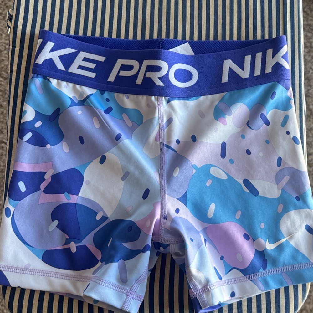 Nike Pro Women's Athletic Shorts - Blue and Purple
